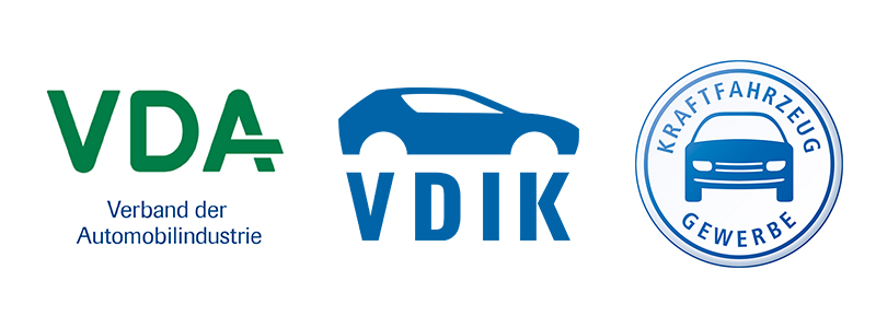 Die Gesellschafter der DAT: VDA (Verband der Automobilindustrie), VDIK (Verband der internationalen Kraftfahrzeughersteller), ZDK (Zentralverband deutsches Kraftfahrzeuggewerbe)