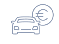 Icon: Auto und Euro-Zeichen / Automobilbewertung bzw. Fahrzeugbewertung