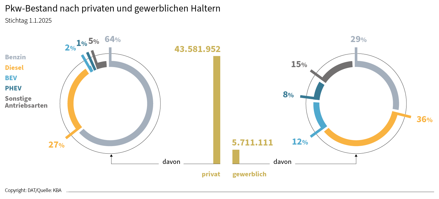 Pkw-Bestand nach privaten und gewerblichen Haltern