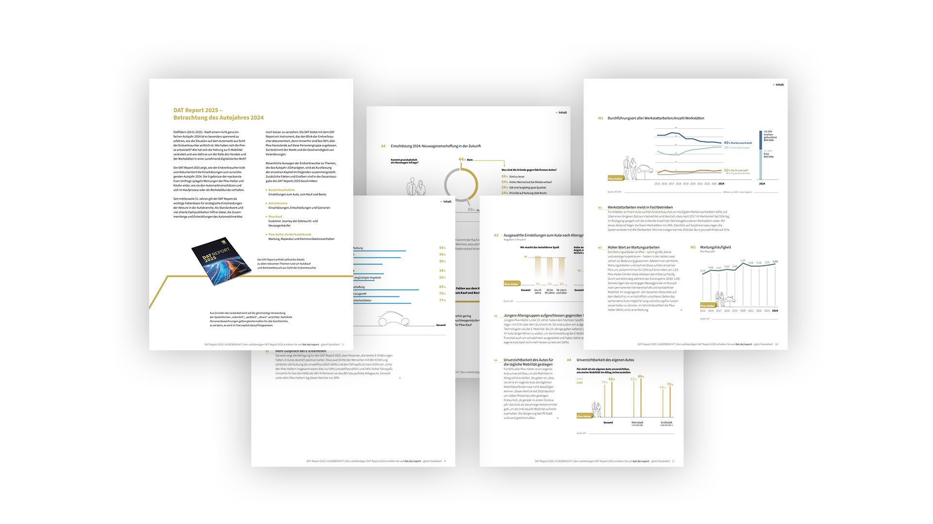 Mockup: Blick in die Innenseiten des Kurzberichts DAT Report 2025
